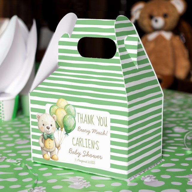 Caixinha De Lembrancinhas Podemos esperar o chá de fraldas do urso verde (We can bearly wait cute sage green teddy bear baby shower personalized favor boxes favor gifts)