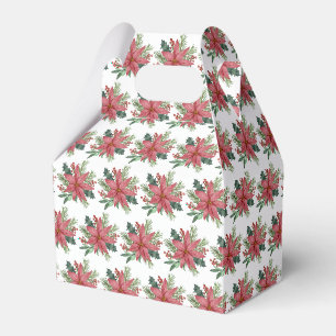 Caixinha De Lembrancinhas Poinsettia Watercolor Red Floral Natal