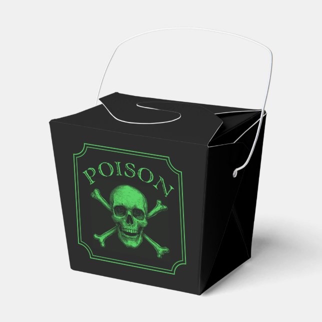 Caixinha De Lembrancinhas Poison Skull e Crossbones Halloween Design Impress (Frente)