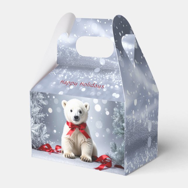 Caixinha De Lembrancinhas Polar Bear Christmas Holiday Gift Box (Frente)