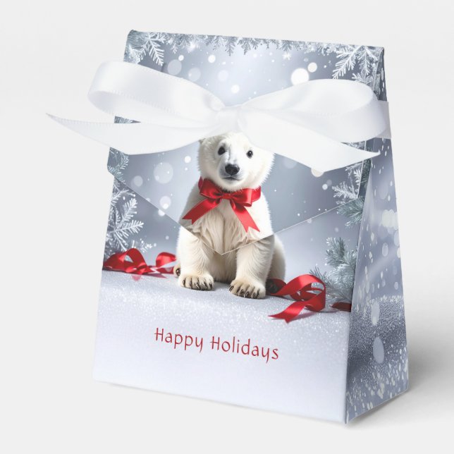 Caixinha De Lembrancinhas Polar Bear Christmas Holiday Gift Box (Frente)