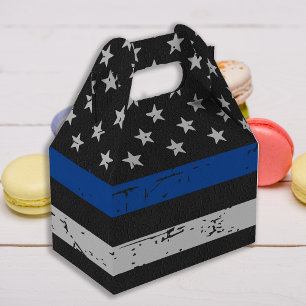 Caixinha De Lembrancinhas Police Party Vintage Leather Thin Blue Line Flag
