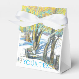 Caixinha De Lembrancinhas ponte na pintura de Watercol no inverno