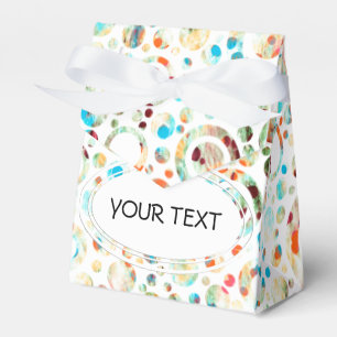 Caixinha De Lembrancinhas Pontos de cores e padrão do círculo + texto e back