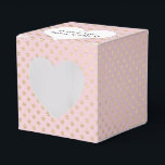 Caixinha De Lembrancinhas Pontos Dourados em Rosa Bege<br><div class="desc">Coração branco com nomes de recém-casados em rosa bege e padrão de pontos dourados brilhantes.</div>