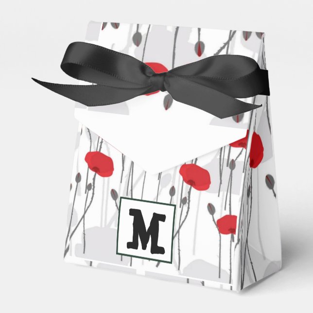 Caixinha De Lembrancinhas Poppy flower gift botanical pretty monogram (Frente)