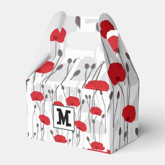 Caixinha De Lembrancinhas Poppy flower gift botanical pretty monogram (Frente)