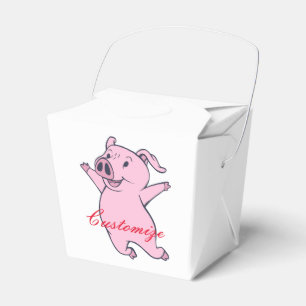 Caixinha De Lembrancinhas Porco cor-de-rosa feliz que salta Thunder_Cove