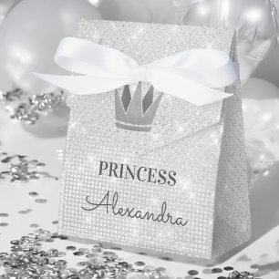 Caixinha De Lembrancinhas Prata Faísca da princesa Coroa Aumentação