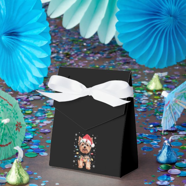 Caixinha De Lembrancinhas Presente de Natal de Yorkie Cachorro Long Xmas (Festa)