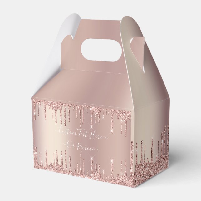 Caixinha De Lembrancinhas Presente de Texto Personalizado com Glitter Dourad (Frente)