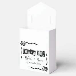 Caixinha De Lembrancinhas Preto e Branco Minimalista Obrigado Favor de Casam