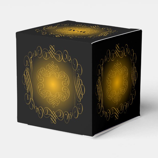 Caixinha De Lembrancinhas Preto e Dourado com elementos decorativos (Verso)