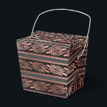 Caixinha De Lembrancinhas Preto e Dourado Rosa<br><div class="desc">Caixa de favor elegante com um padrão art déco em dourado rosa de folha falsa.</div>