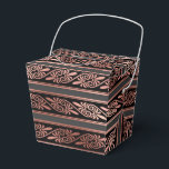 Caixinha De Lembrancinhas Preto e Dourado Rosa<br><div class="desc">Caixa de favor elegante com um padrão art déco em dourado rosa em folha falsa.</div>