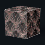 Caixinha De Lembrancinhas Preto e Dourado Rosa<br><div class="desc">Caixa de favor elegante com padrão art déco em dourado rosa e preto.</div>