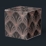 Caixinha De Lembrancinhas Preto e Dourado Rosa<br><div class="desc">Caixa de favor elegante com padrão art déco em dourado rosa e preto.</div>