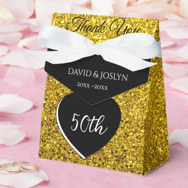 Caixinha De Lembrancinhas Preto Personalizado Clássico e 50º Aniversário Dou (Casamento)
