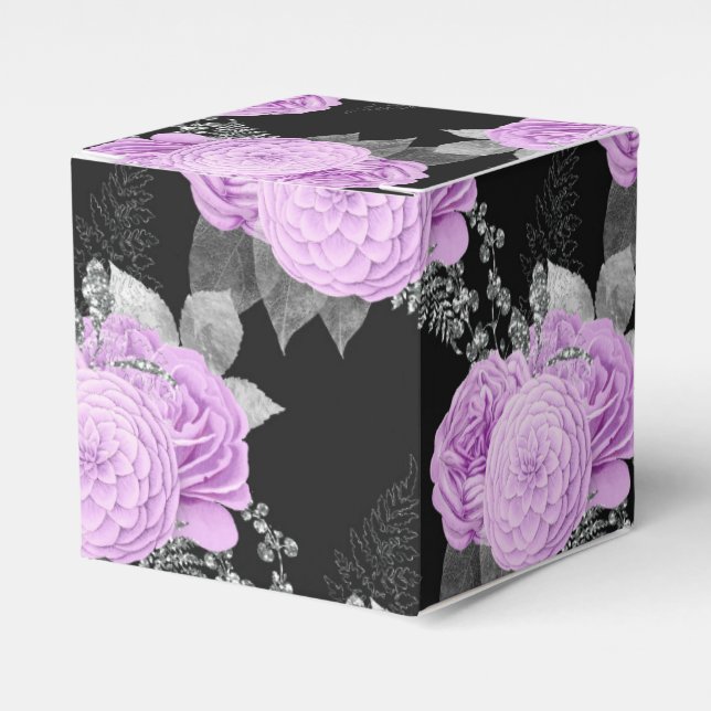 Caixinha De Lembrancinhas Preto, Roxo e Gótico Prateado (Frente)