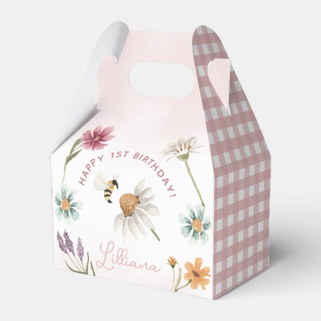 Caixinha De Lembrancinhas Primavera Wildflower Happy Birthday Favor Box (Frente)