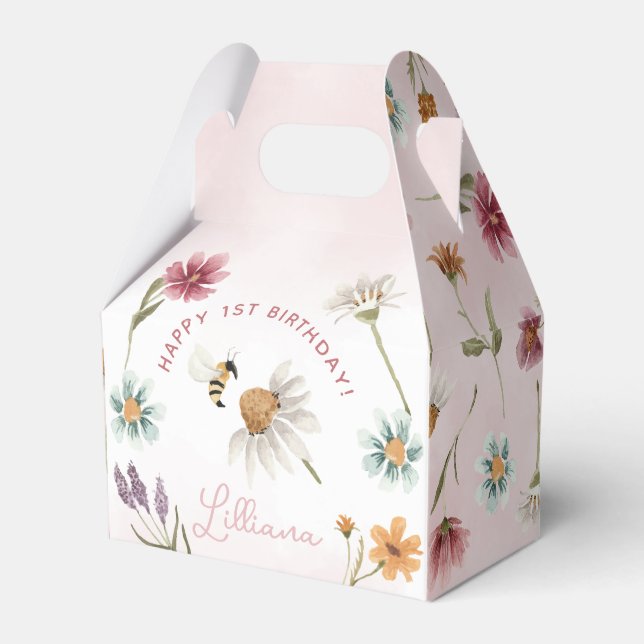 Caixinha De Lembrancinhas Primavera Wildflower Happy Birthday Favor Box (Frente)