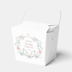 Caixinha De Lembrancinhas Primeira Comunhão de Frame Floral Elegante