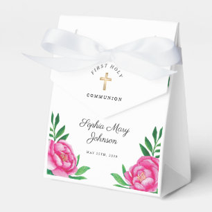 Caixinha De Lembrancinhas Primeira Comunhão de Peony Girl, Cor-de-Água Ros