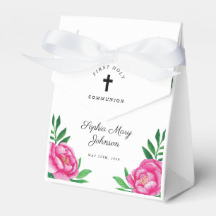 Caixinha De Lembrancinhas Primeira Comunhão de Peony Girl, Cor-de-Água Ros
