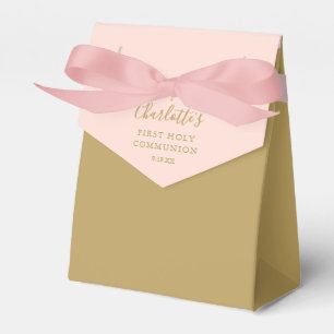 Caixinha De Lembrancinhas Primeira Comunhão Elegante Dourado Rosa Cor-de-ros