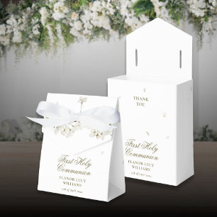Caixinha De Lembrancinhas Primeira Comunhão Flor de Blossom Branca
