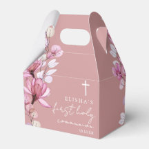 Primeira Comunhão Rosa Floral Rosa Poeira
