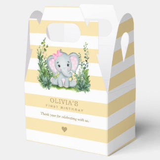 Caixinha De Lembrancinhas Primeiro aniversario Amarelo de Elefante Selva Obr