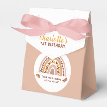 Primeiro aniversario Arco-Íris Rosa Moderno - Obri