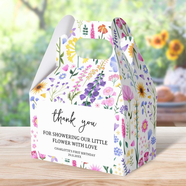 Caixinha De Lembrancinhas Primeiro aniversário da primavera Wildflower Girl (Spring Wildflower Girl's First Birthday Favor Boxes)
