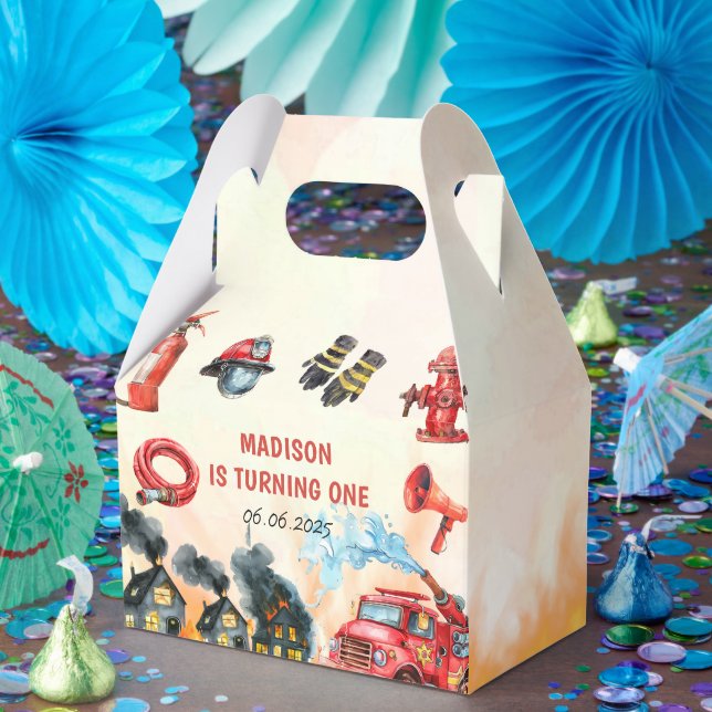 Caixinha De Lembrancinhas Primeiro aniversario de Bombeiros do Caminhão de F (Festa)