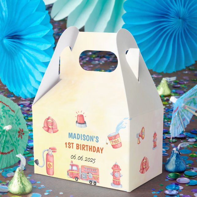 Caixinha De Lembrancinhas Primeiro aniversario de Bombeiros do Caminhão de F (Festa)