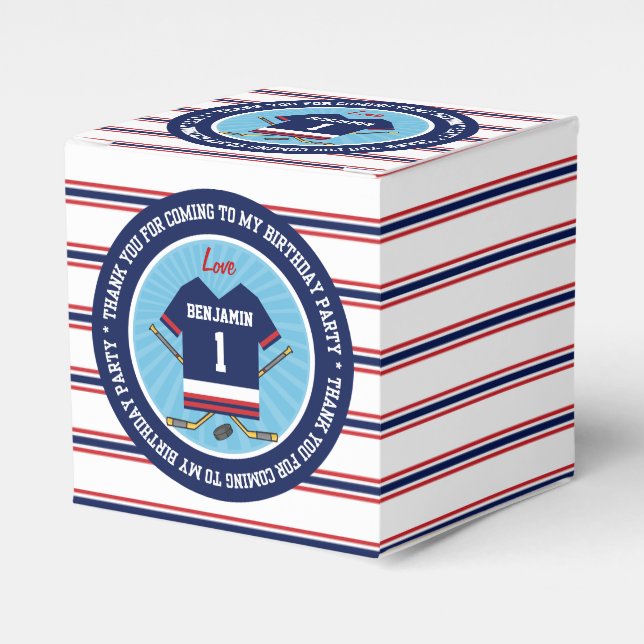 Caixinha De Lembrancinhas Primeiro aniversario de Hóquei em Gelo - Obrigado (Frente)