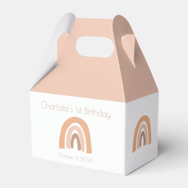Caixinha De Lembrancinhas Primeiro aniversario de Pastel Rosa, Cotovelo Simp (Frente)