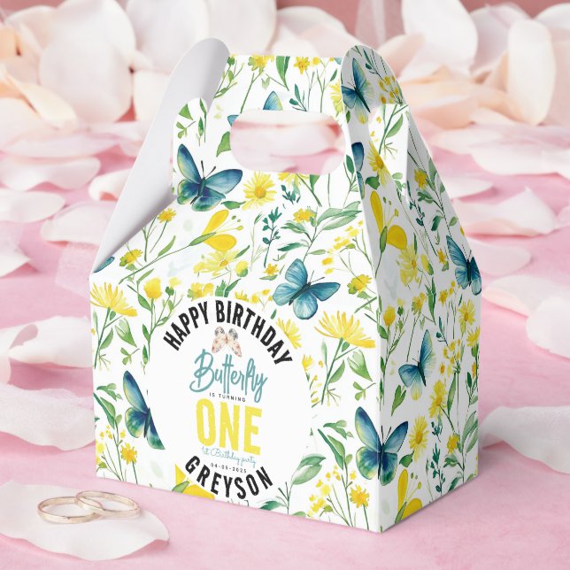 Caixinha De Lembrancinhas Primeiro aniversario Floral de Borboleta Whimsic (Casamento)