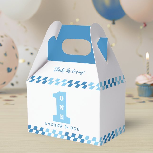 Caixinha De Lembrancinhas primeiro aniversario Party Boys Blue One (1st Birthday Party Boys Blue One Favor Boxes
)