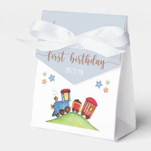 Caixinha De Lembrancinhas Primeiro aniversario Vermelho Azul, Festa De Trem