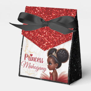 Caixinha De Lembrancinhas Princesa Africana Real Birthday Glitter Red/Black