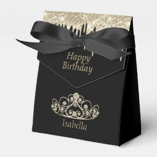 Caixinha De Lembrancinhas Princesa Aniversário - Dourada Coroa Tiara