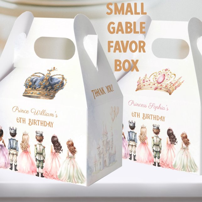 Caixinha De Lembrancinhas Princesa Gêmeas Garota Real de Aniversário (Prince Princess Twins Crown Royal Birthday Favor Boxes)