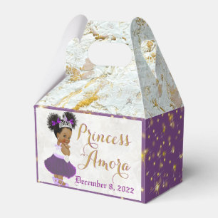 Caixinha De Lembrancinhas Princesa Rico Africana em Purple e Marble Dourada