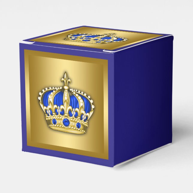 Caixinha De Lembrancinhas Príncipe Azul Real e Dourado (Frente)