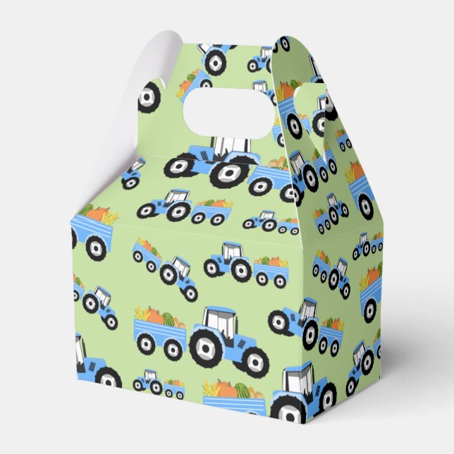 Caixinha De Lembrancinhas Produto de Fazenda de Trator Azul (Frente)