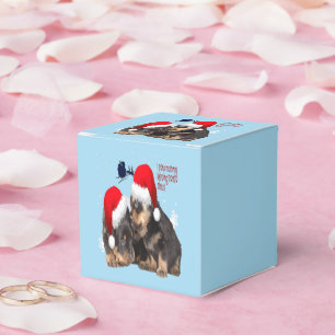 Caixinha De Lembrancinhas Puppy White Christmas com Papai Noel Sleigh