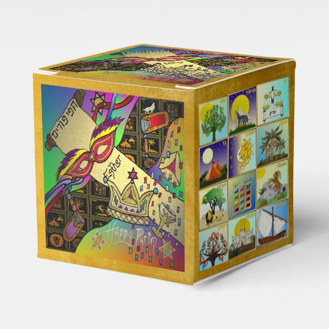 Caixinha De Lembrancinhas Purim Esther Celebration Dark Art Impressão (Frente)