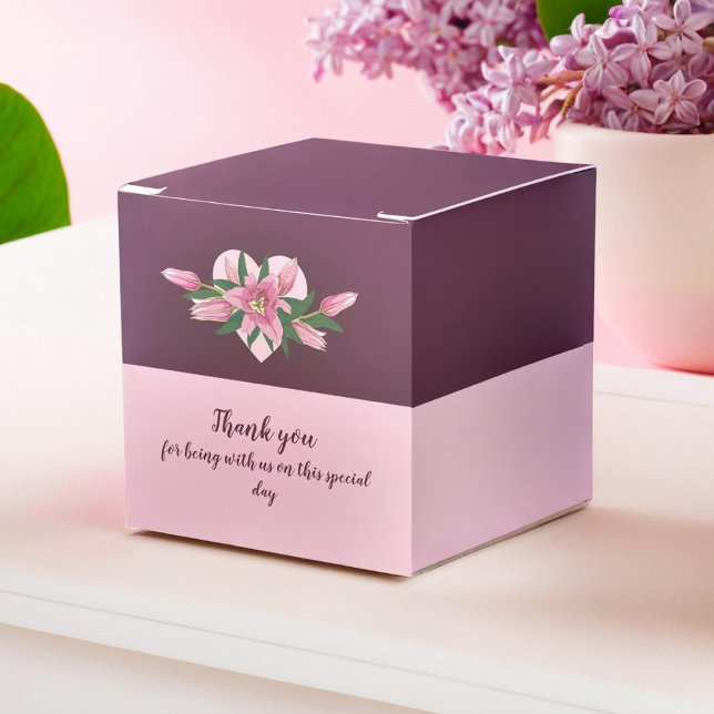 Caixinha De Lembrancinhas Purple Blooming Lily Obrigado/ Feliz Aniversário (Purple Blooming Lily Thank you/ Happy Birthday Favor Boxes)